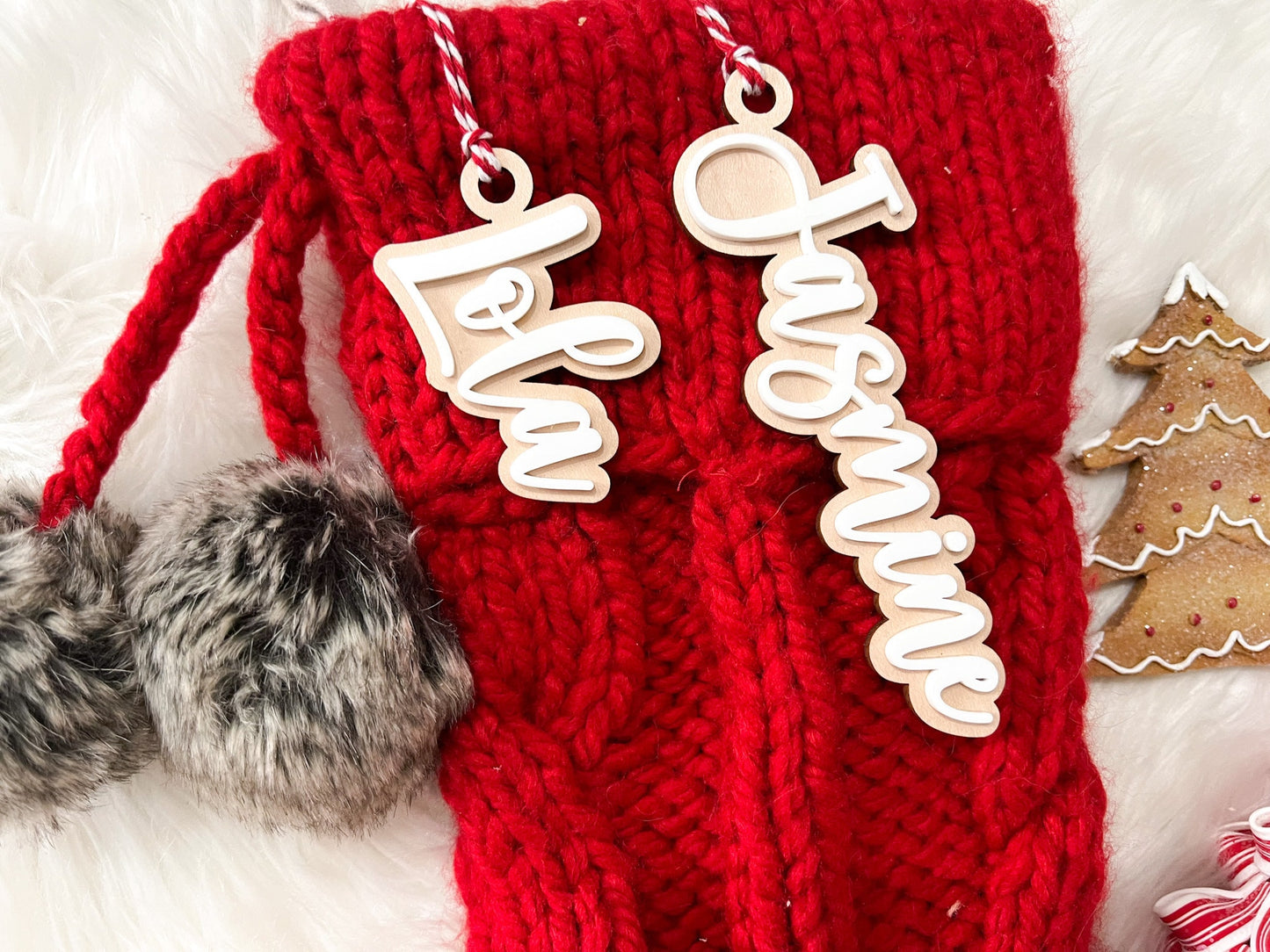 Stocking Name Tags, Family Stocking Name Tags for Kids, Acrylic Christmas Stocking Tags, Neutral Christmas Gift Tags, Family Ornament