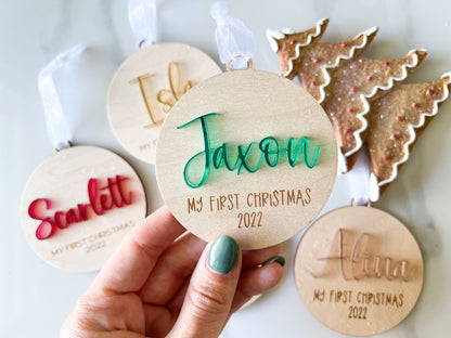Babys First Christmas Ornament, My First Christmas 2024, 1st Christmas Ornament Baby, Engraved Baby Ornament, New Baby Christmas Gift Tag