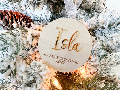 Babys First Christmas Ornament, My First Christmas 2024, 1st Christmas Ornament Baby, Engraved Baby Ornament, New Baby Christmas Gift Tag