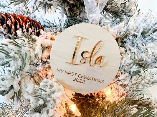 Babys First Christmas Ornament, My First Christmas 2024, 1st Christmas Ornament Baby, Engraved Baby Ornament, New Baby Christmas Gift Tag