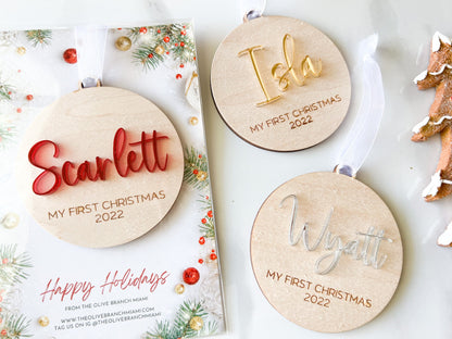 Babys First Christmas Ornament, My First Christmas 2024, 1st Christmas Ornament Baby, Engraved Baby Ornament, New Baby Christmas Gift Tag