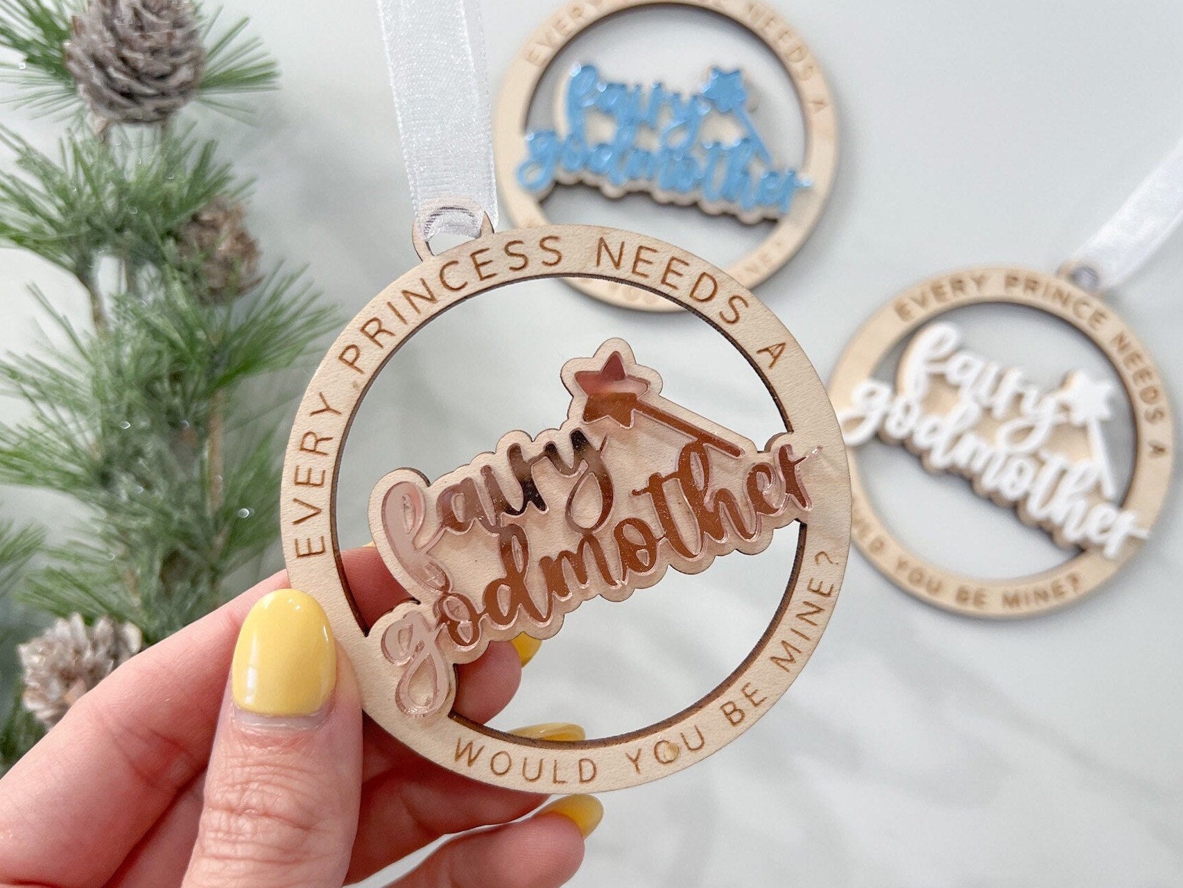 Will you be my Fairy Godmother Christmas Ornament, Godmother Proposal, Every Princess Needs a Fairy Godmother, Godmother Christmas Gift