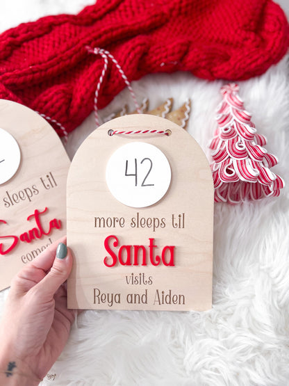 Christmas Countdown, Sleeps until Santa Visits Personalized Christmas Countdown Sign, Sleeps Until Christmas Sign, Dry Erase Sign