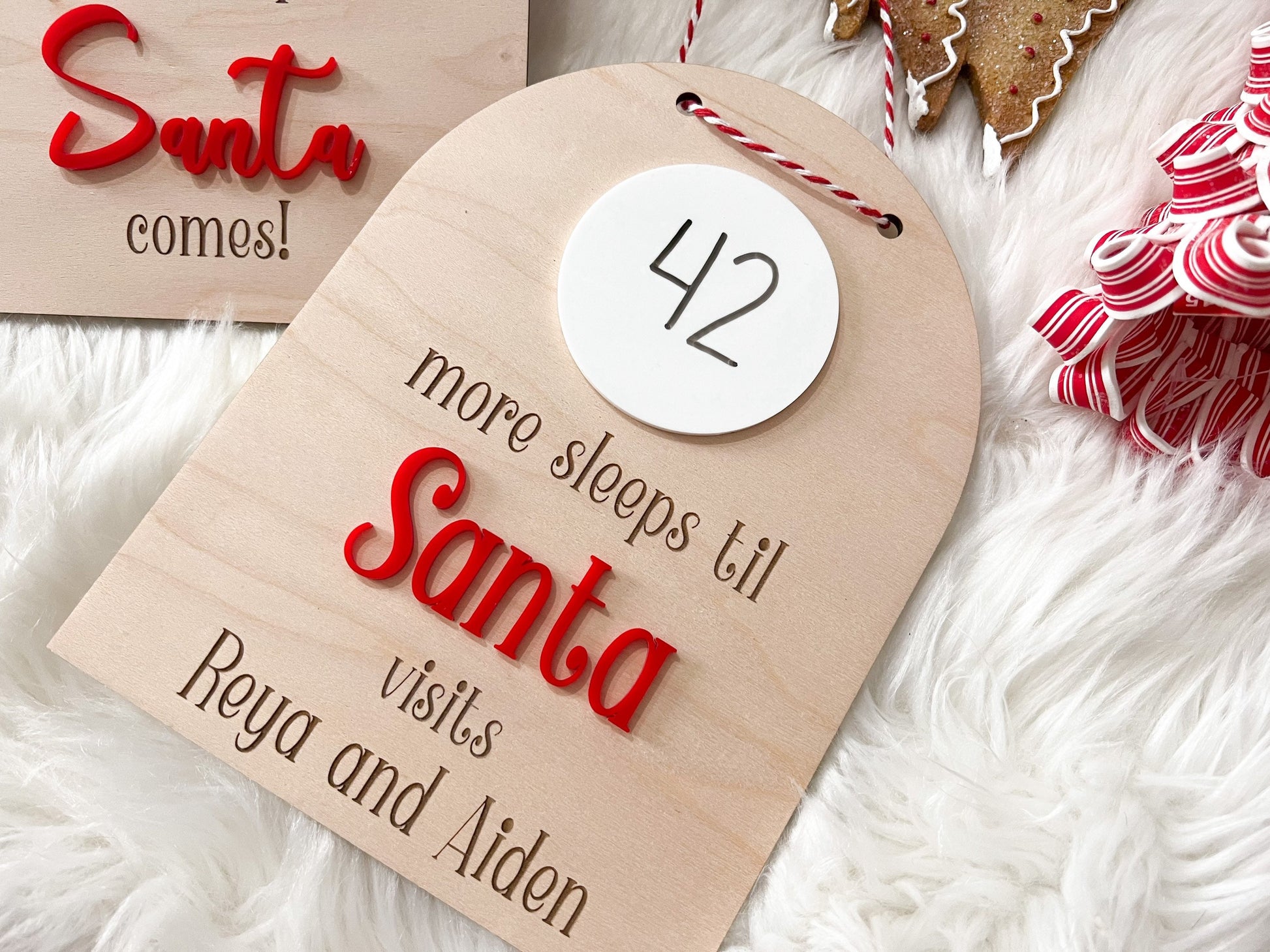 Christmas Countdown, Sleeps until Santa Visits Personalized Christmas Countdown Sign, Sleeps Until Christmas Sign, Dry Erase Sign