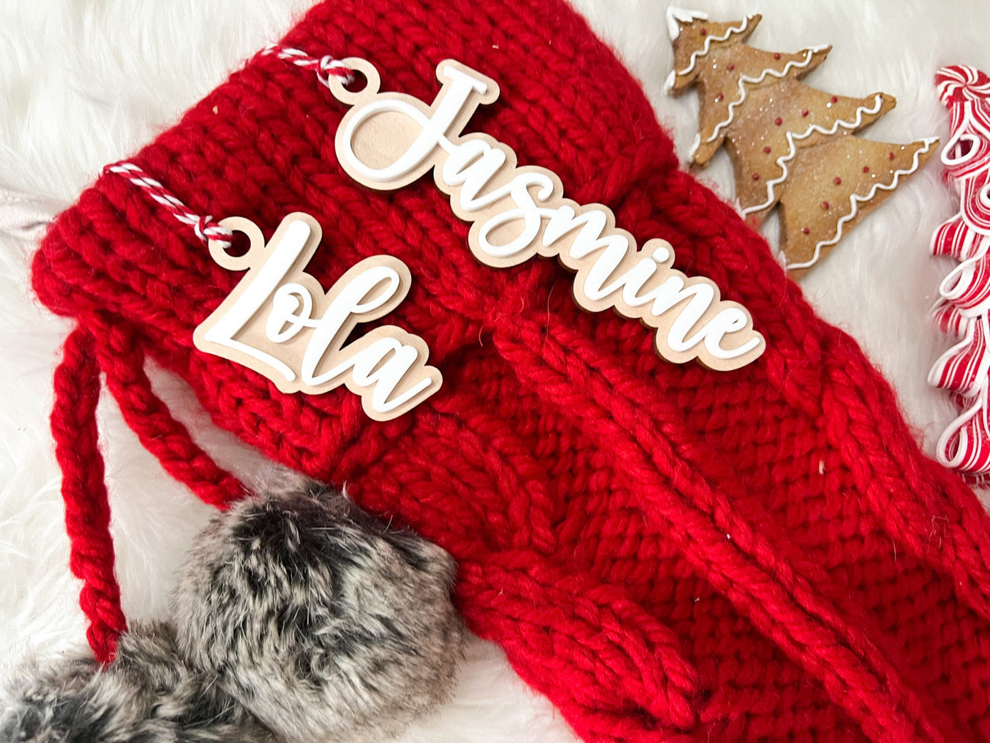 Stocking Name Tags, Family Stocking Name Tags for Kids, Acrylic Christmas Stocking Tags, Neutral Christmas Gift Tags, Family Ornament