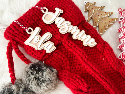 Stocking Name Tags, Family Stocking Name Tags for Kids, Acrylic Christmas Stocking Tags, Neutral Christmas Gift Tags, Family Ornament
