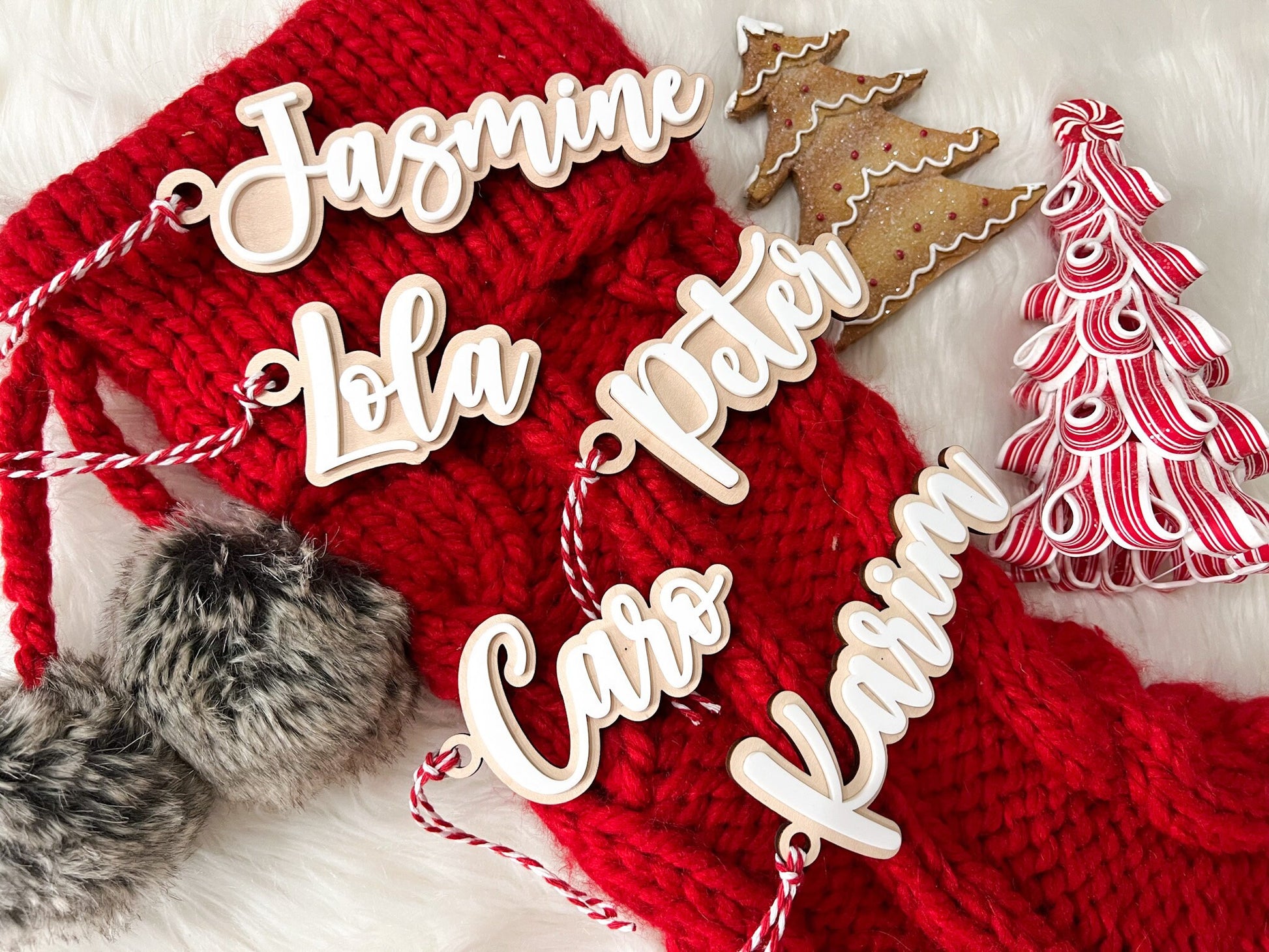 Stocking Name Tags, Family Stocking Name Tags for Kids, Acrylic Christmas Stocking Tags, Neutral Christmas Gift Tags, Family Ornament