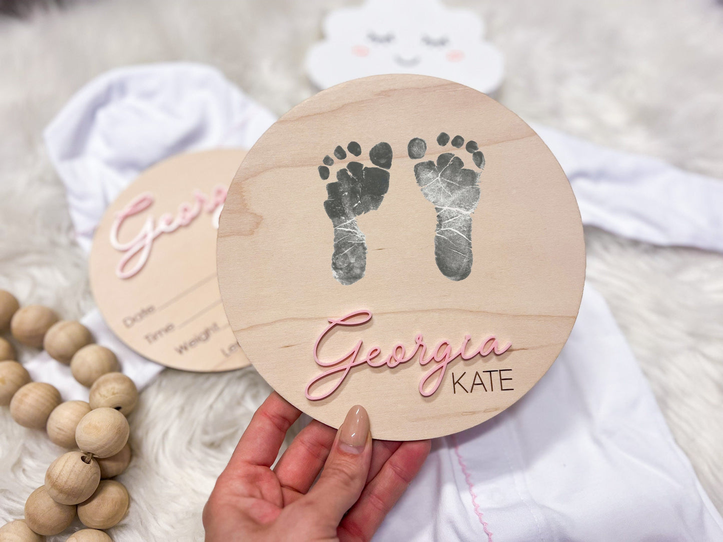 Hospital Announcement Sign and Baby Footprint Sign, Newborn Birth Announcement Name Sign, Baby Birth Stats Sign, Nursery Decor