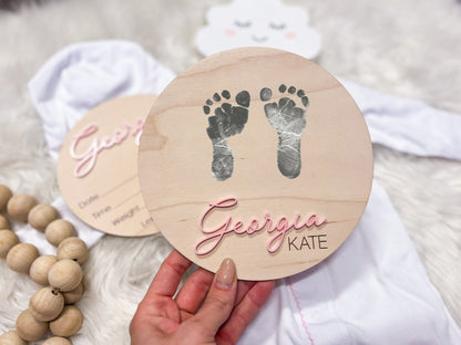 Hospital Announcement Sign and Baby Footprint Sign, Newborn Birth Announcement Name Sign, Baby Birth Stats Sign, Nursery Decor