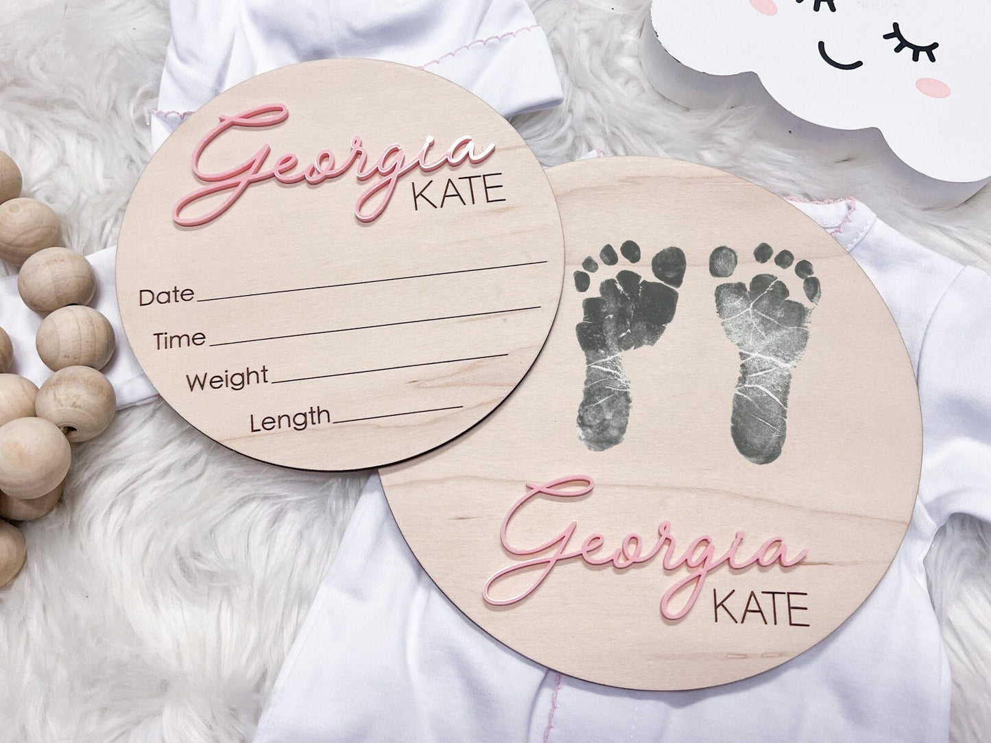 Hospital Announcement Sign and Baby Footprint Sign, Newborn Birth Announcement Name Sign, Baby Birth Stats Sign, Nursery Decor