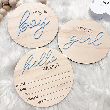 Gender Reveal Hospital Announcement Sign, Hello World Plaque, Gender Neutral Baby Name Sign, It's a Boy It's a Girl Sign for Hospital