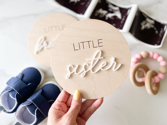 Little Brother Little Sister Gender Reveal Announcement Sign, It's a Boy It's a Girl Sign for Hospital, Sibling Gender Reveal Photo Prop
