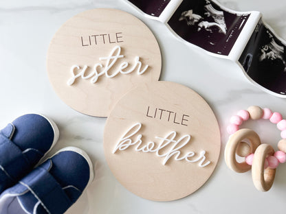 Little Brother Little Sister Gender Reveal Announcement Sign, It's a Boy It's a Girl Sign for Hospital, Sibling Gender Reveal Photo Prop
