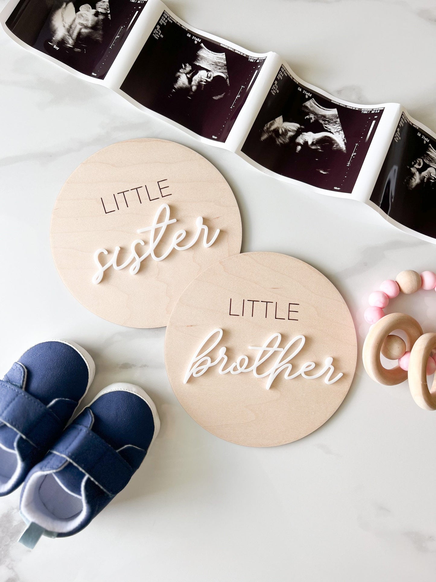 Little Brother Little Sister Gender Reveal Announcement Sign, It's a Boy It's a Girl Sign for Hospital, Sibling Gender Reveal Photo Prop