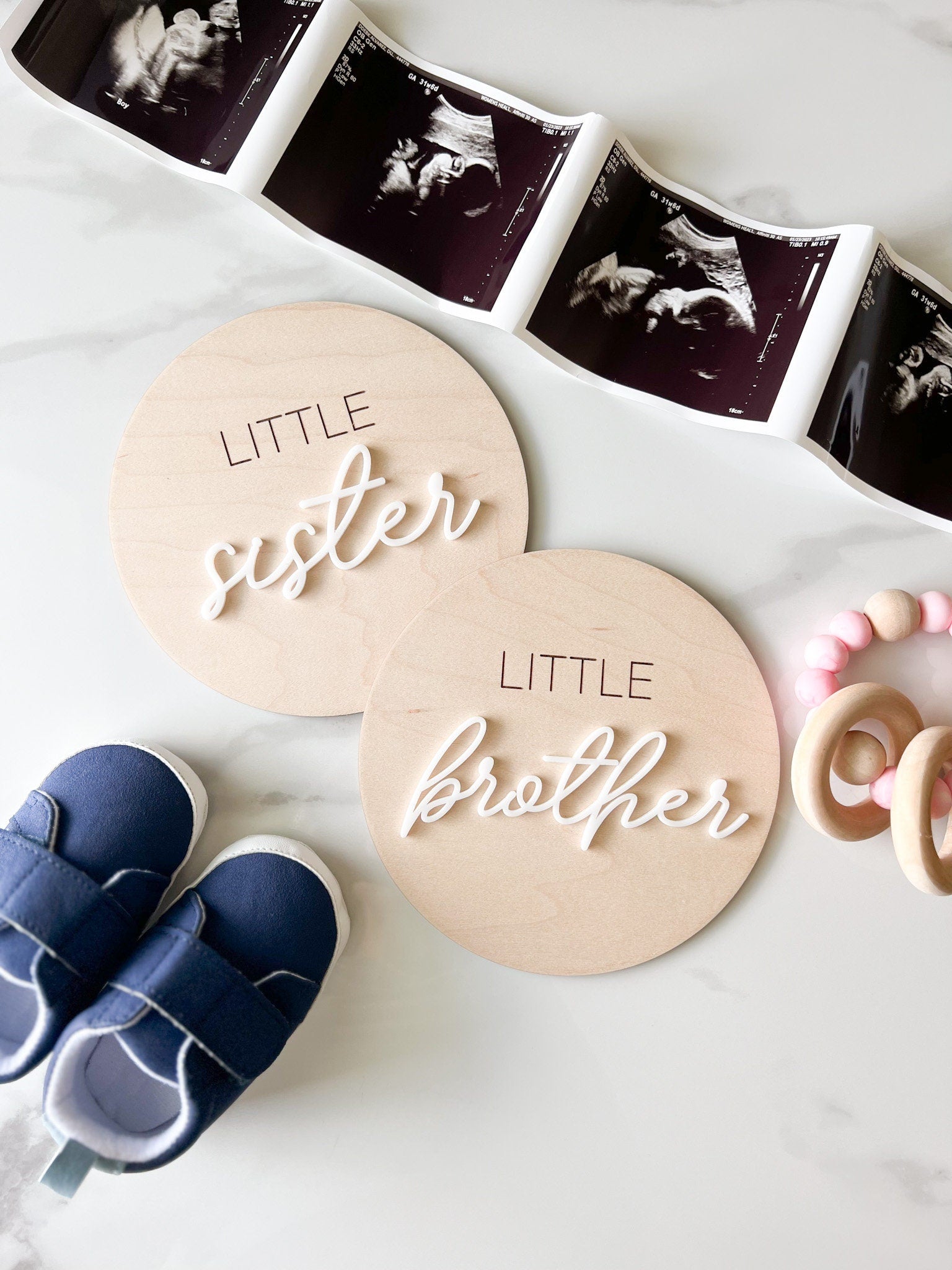 Little Brother Little Sister Gender Reveal Announcement Sign, It's a Boy It's a Girl Sign for Hospital, Sibling Gender Reveal Photo Prop