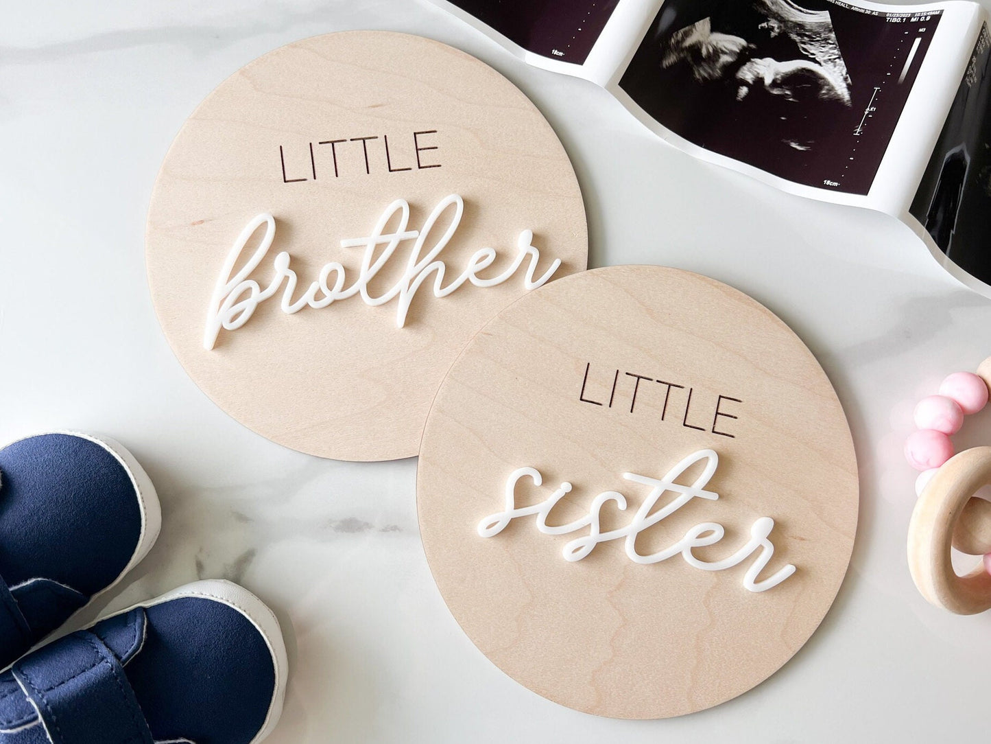Little Brother Little Sister Gender Reveal Announcement Sign, It's a Boy It's a Girl Sign for Hospital, Sibling Gender Reveal Photo Prop