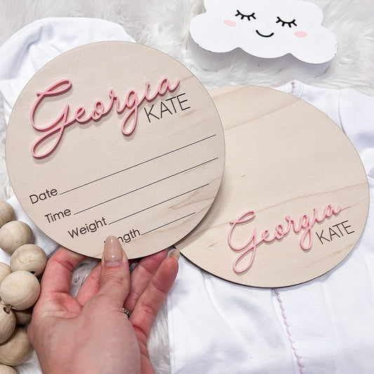 Hospital Announcement Sign and Baby Footprint Sign, Newborn Birth Announcement Name Sign, Baby Birth Stats Sign, Nursery Decor