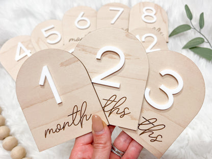 Baby Monthly Milestone Marker, Month Photo Sign Baby, Baby Milestone Discs, Baby Shower Gift, Personalized Baby Milestone Cards Set Arch