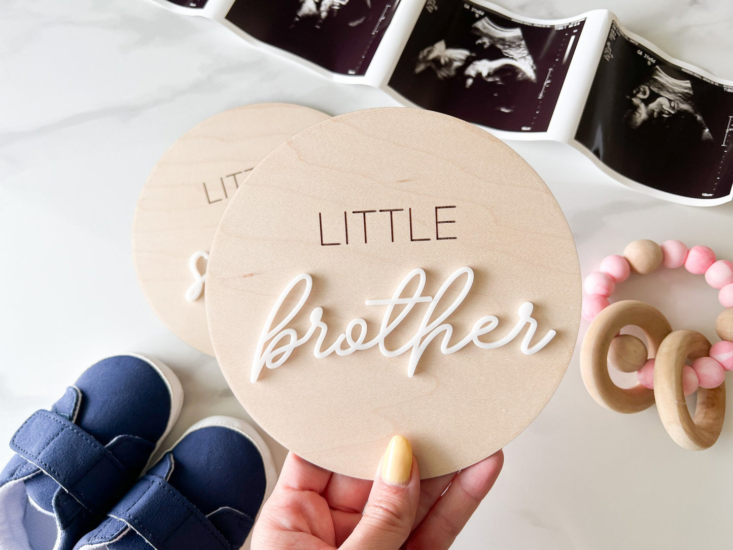 Little Brother Little Sister Gender Reveal Announcement Sign, It's a Boy It's a Girl Sign for Hospital, Sibling Gender Reveal Photo Prop
