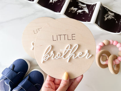 Little Brother Little Sister Gender Reveal Announcement Sign, It's a Boy It's a Girl Sign for Hospital, Sibling Gender Reveal Photo Prop