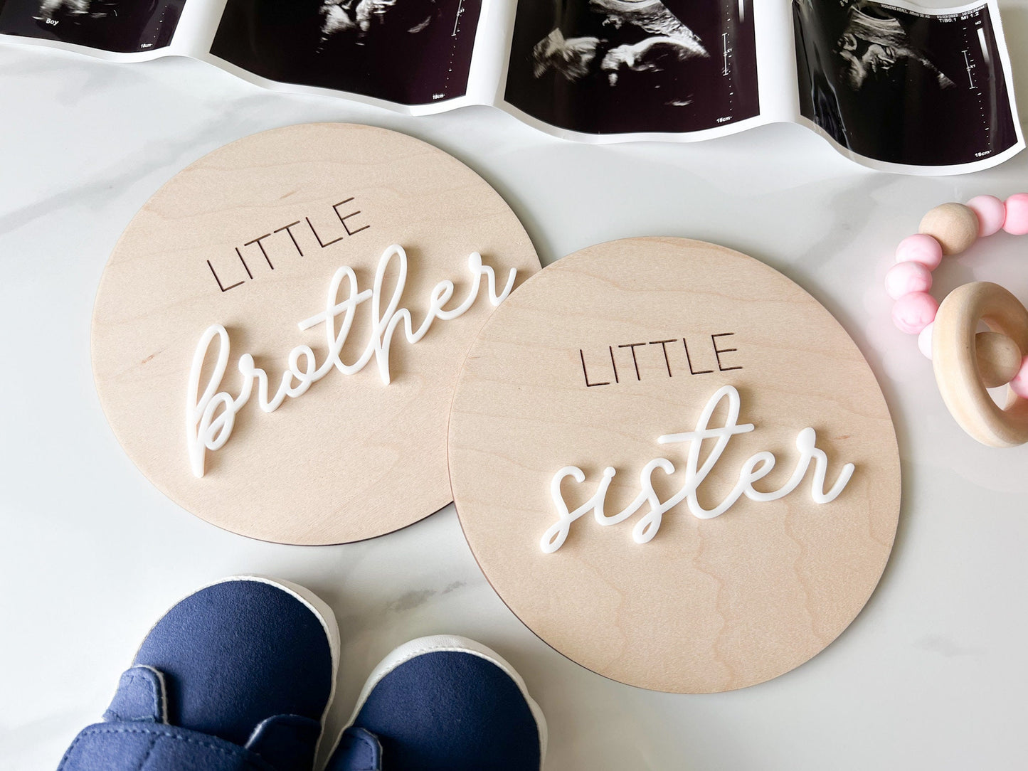 Little Brother Little Sister Gender Reveal Announcement Sign, It's a Boy It's a Girl Sign for Hospital, Sibling Gender Reveal Photo Prop