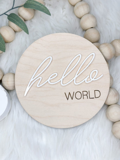 Hello World Birth Announcement Plaque, Gender Reveal Hospital Sign, Gender Neutral Baby Name Sign, It's a Boy It's a Girl Sign for Hospital