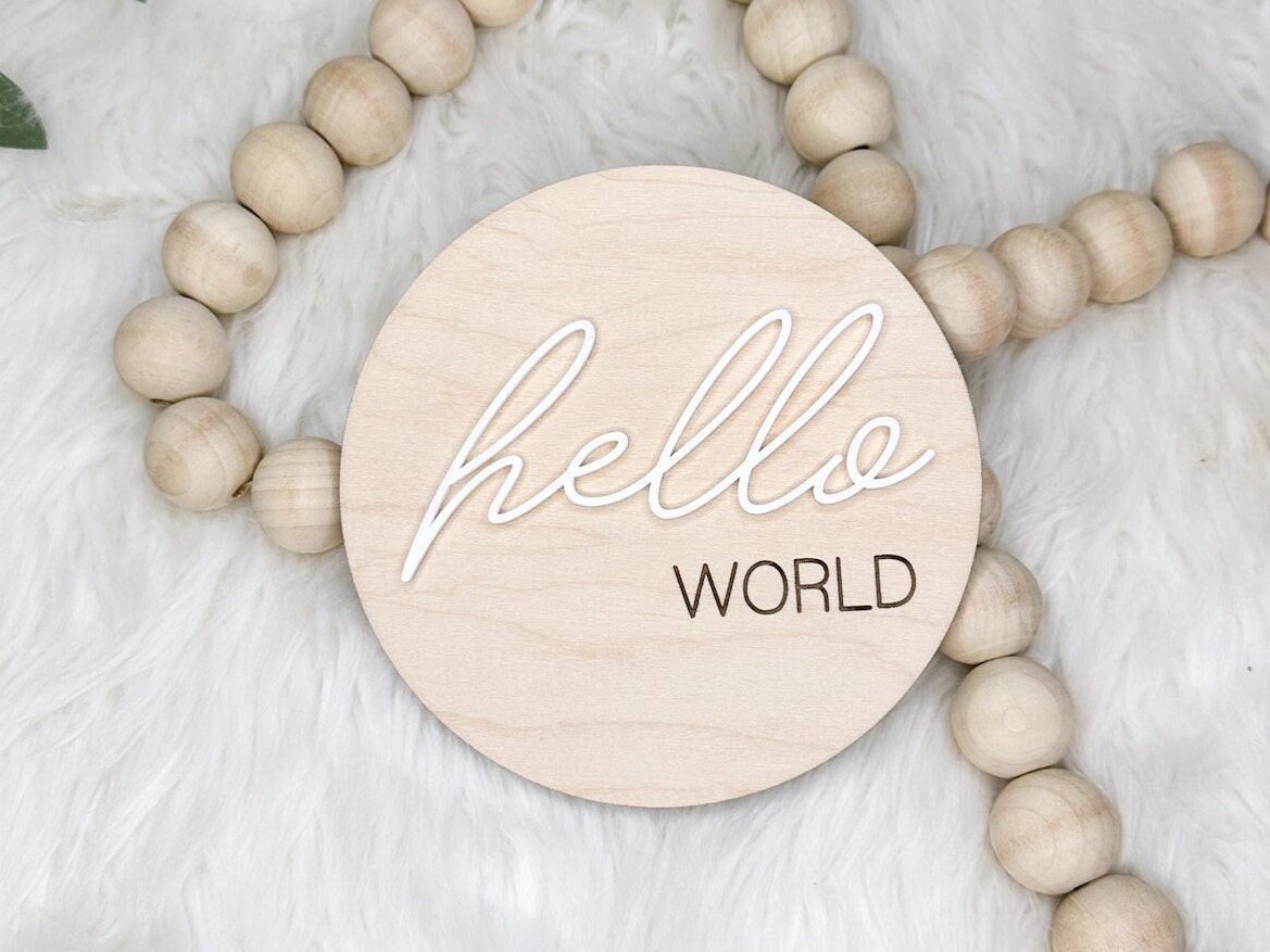 Hello World Birth Announcement Plaque, Gender Reveal Hospital Sign, Gender Neutral Baby Name Sign, It's a Boy It's a Girl Sign for Hospital