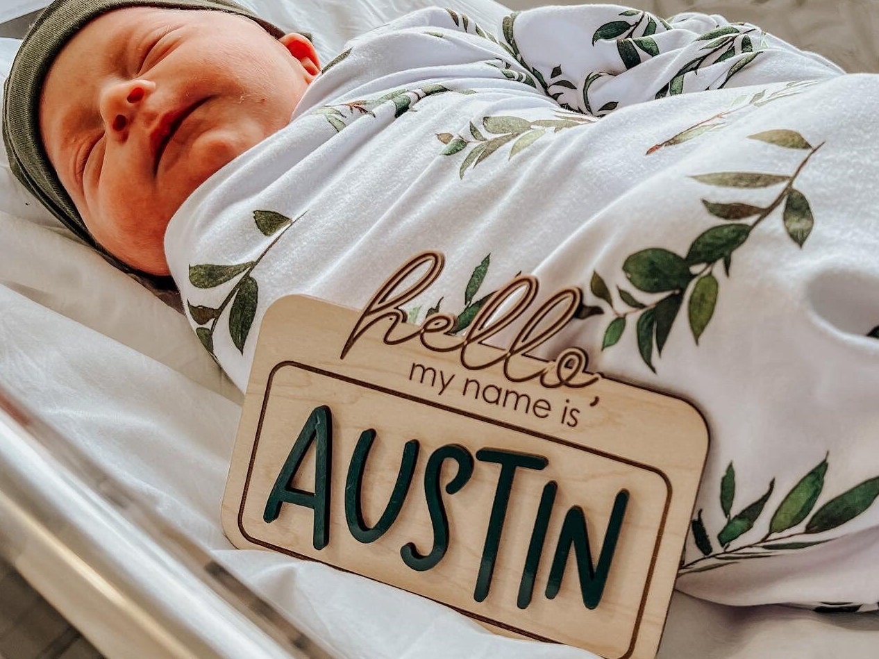 Hello My Name is Birth Announcement Sign for Hospital, Baby Name Sign, Newborn Baby Name Announcement Sign, Newborn Photo Prop