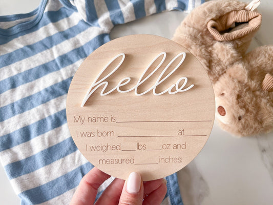 Hello World Birth Announcement Sign, My Name Is Baby Name Sign, Gender Reveal Baby Name, Newborn Birth Announcement Sign for Hospital STORY