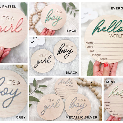Gender Reveal Hospital Announcement Sign, Hello World Plaque, Gender Neutral Baby Name Sign, It's a Boy It's a Girl Sign for Hospital