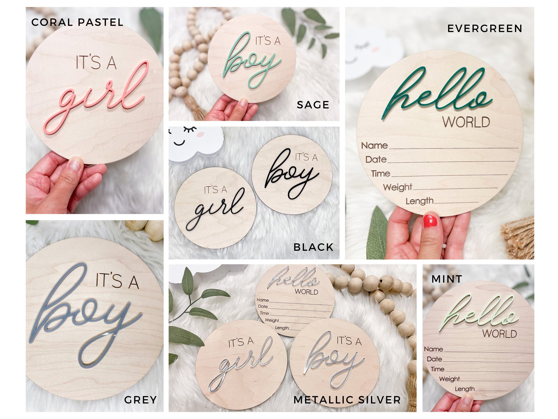 Hello World Birth Announcement Plaque, Gender Reveal Hospital Sign, Gender Neutral Baby Name Sign, It's a Boy It's a Girl Sign for Hospital