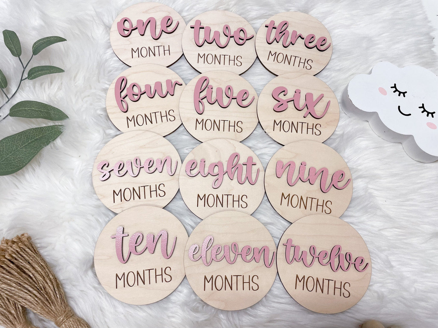 Baby Month Markers, Baby Milestone Cards, 12 Monthly Milestone Signs Baby Discs, Baby Shower Gift, Personalized Baby Milestone 3D Chunky
