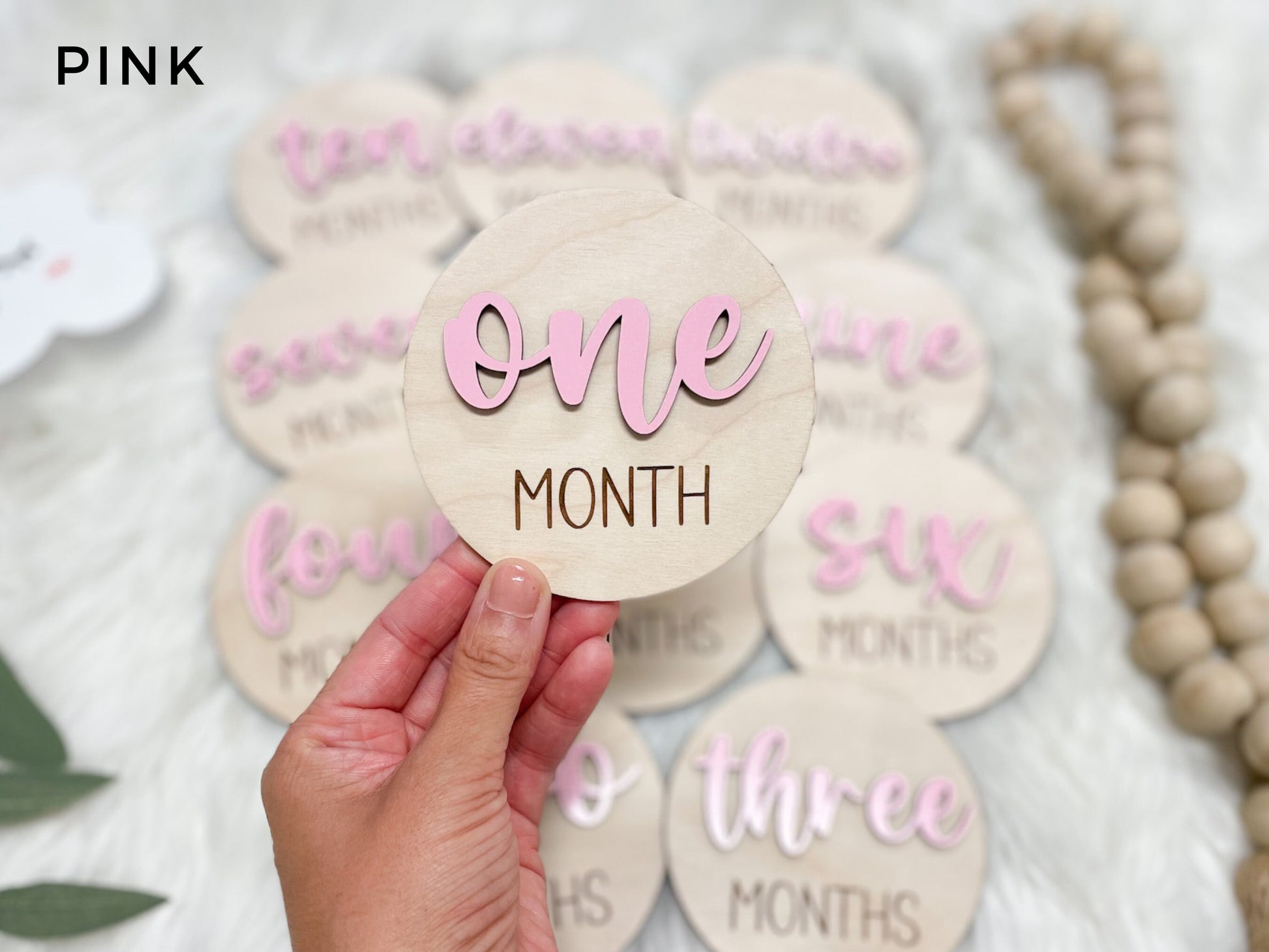 Baby Month Markers, Baby Milestone Cards, 12 Monthly Milestone Signs Baby Discs, Baby Shower Gift, Personalized Baby Milestone 3D Chunky