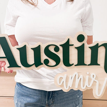 Nursery Name Sign, Large Wood Baby Name Sign, Above Crib Name Sign, Girl Name Sign, Layered Baby Name Sign, Boy Name Sign