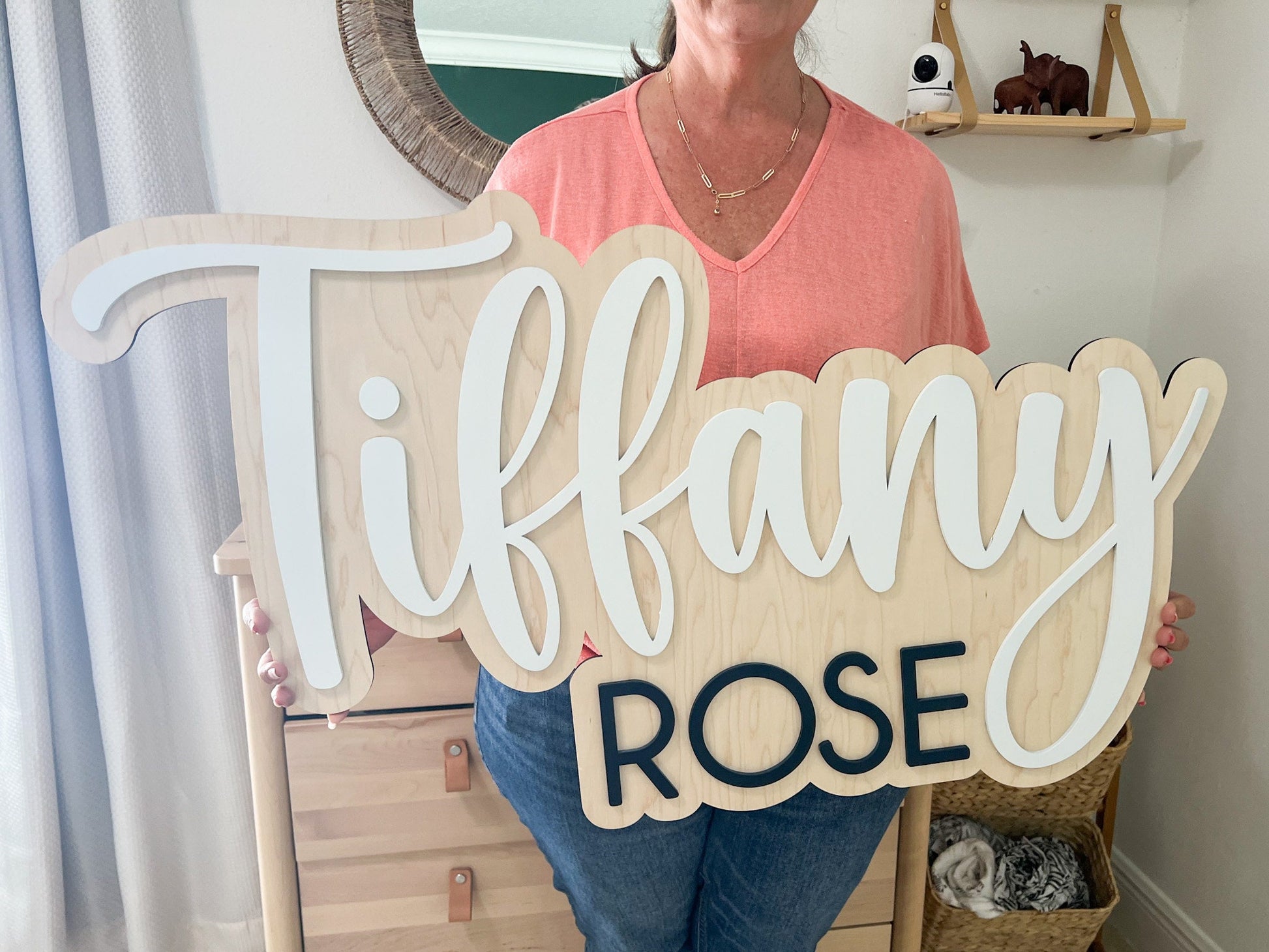 Custom Wood Nursery Name Sign, Above Crib Sign, Baby Shower Gift, Girl Name Sign, Layered Baby Name Sign, Boy Name Sign, Newborn Room Decor