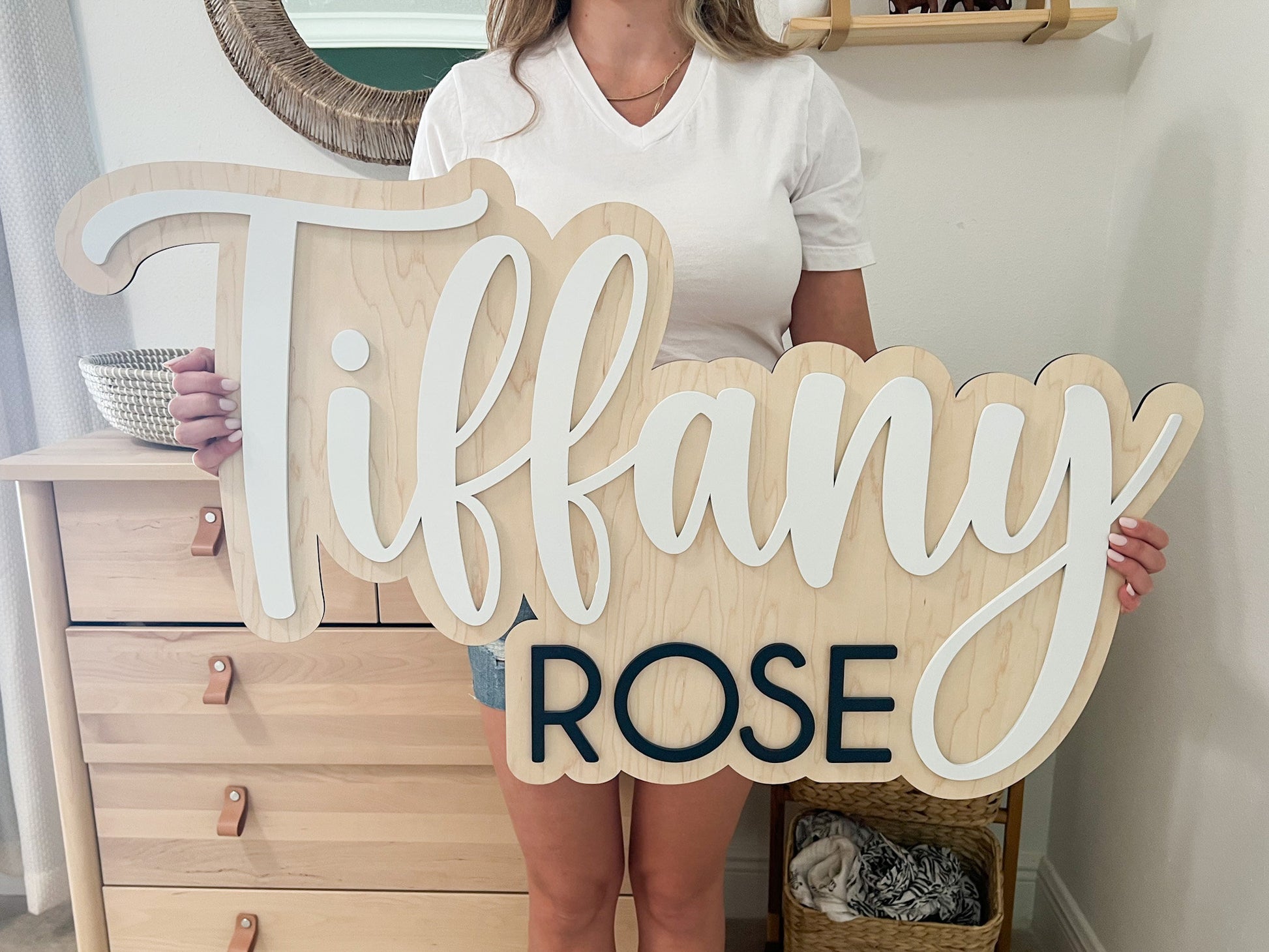 Custom Wood Nursery Name Sign, Above Crib Sign, Baby Shower Gift, Girl Name Sign, Layered Baby Name Sign, Boy Name Sign, Newborn Room Decor