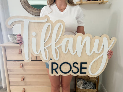 Custom Wood Nursery Name Sign, Above Crib Sign, Baby Shower Gift, Girl Name Sign, Layered Baby Name Sign, Boy Name Sign, Newborn Room Decor