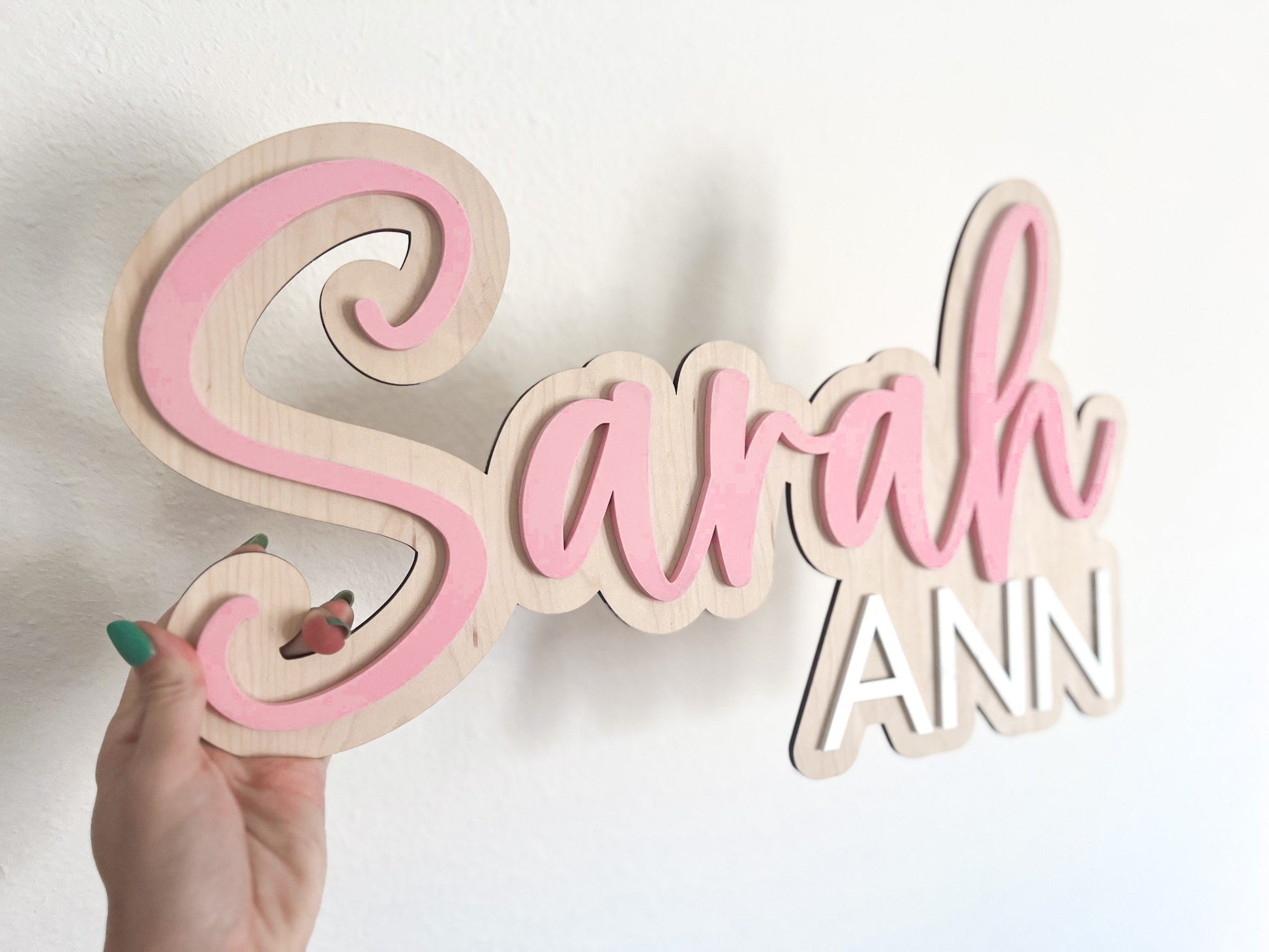 Name Sign for Nursery, Large Wood Baby Name Sign, Above Crib Name Sign, Girl Name Sign, Layered Baby Name Sign, Boy Name Sign