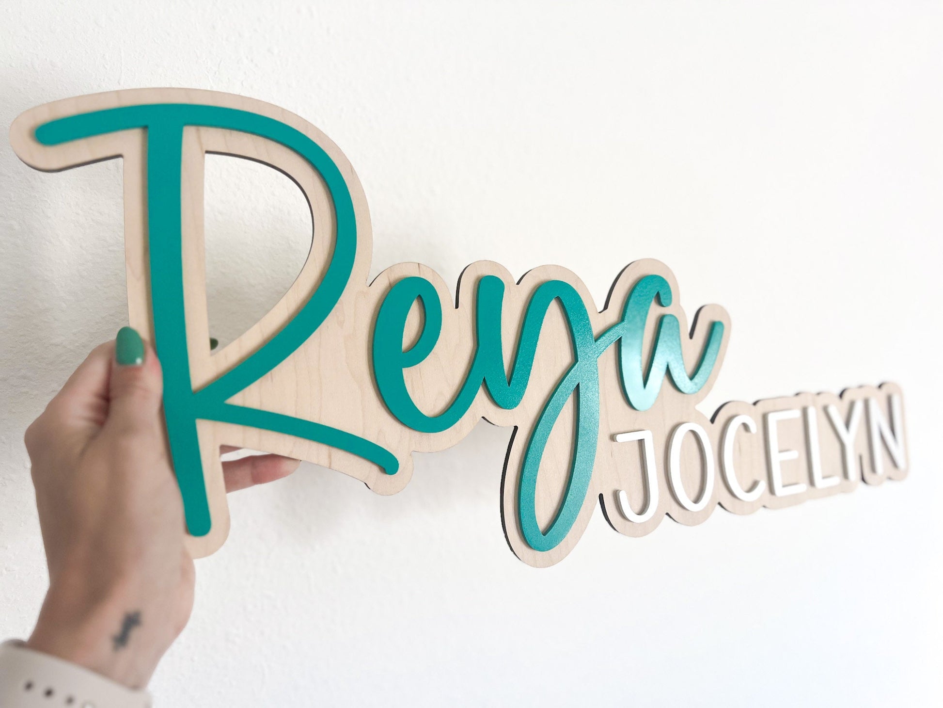 Name Sign for Nursery, Large Wood Baby Name Sign, Above Crib Name Sign, Girl Name Sign, Layered Baby Name Sign, Boy Name Sign