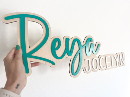Name Sign for Nursery, Large Wood Baby Name Sign, Above Crib Name Sign, Girl Name Sign, Layered Baby Name Sign, Boy Name Sign