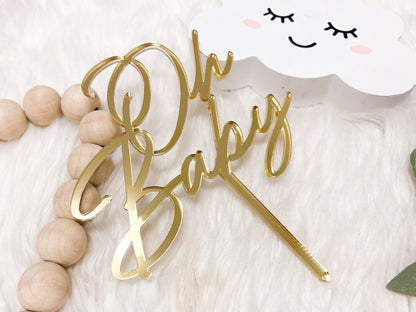 Oh Baby Cake Topper, Gender Reveal Acrylic Cake Topper, Baby Shower Cake Topper, Neutral Baby Shower Decor, Boy or Girl