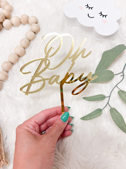 Oh Baby Cake Topper, Gender Reveal Acrylic Cake Topper, Baby Shower Cake Topper, Neutral Baby Shower Decor, Boy or Girl