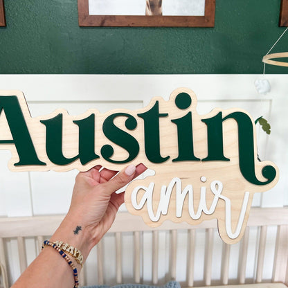 Nursery Name Sign, Large Wood Baby Name Sign, Above Crib Name Sign, Girl Name Sign, Layered Baby Name Sign, Boy Name Sign