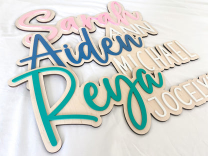 Name Sign for Nursery, Large Wood Baby Name Sign, Above Crib Name Sign, Girl Name Sign, Layered Baby Name Sign, Boy Name Sign