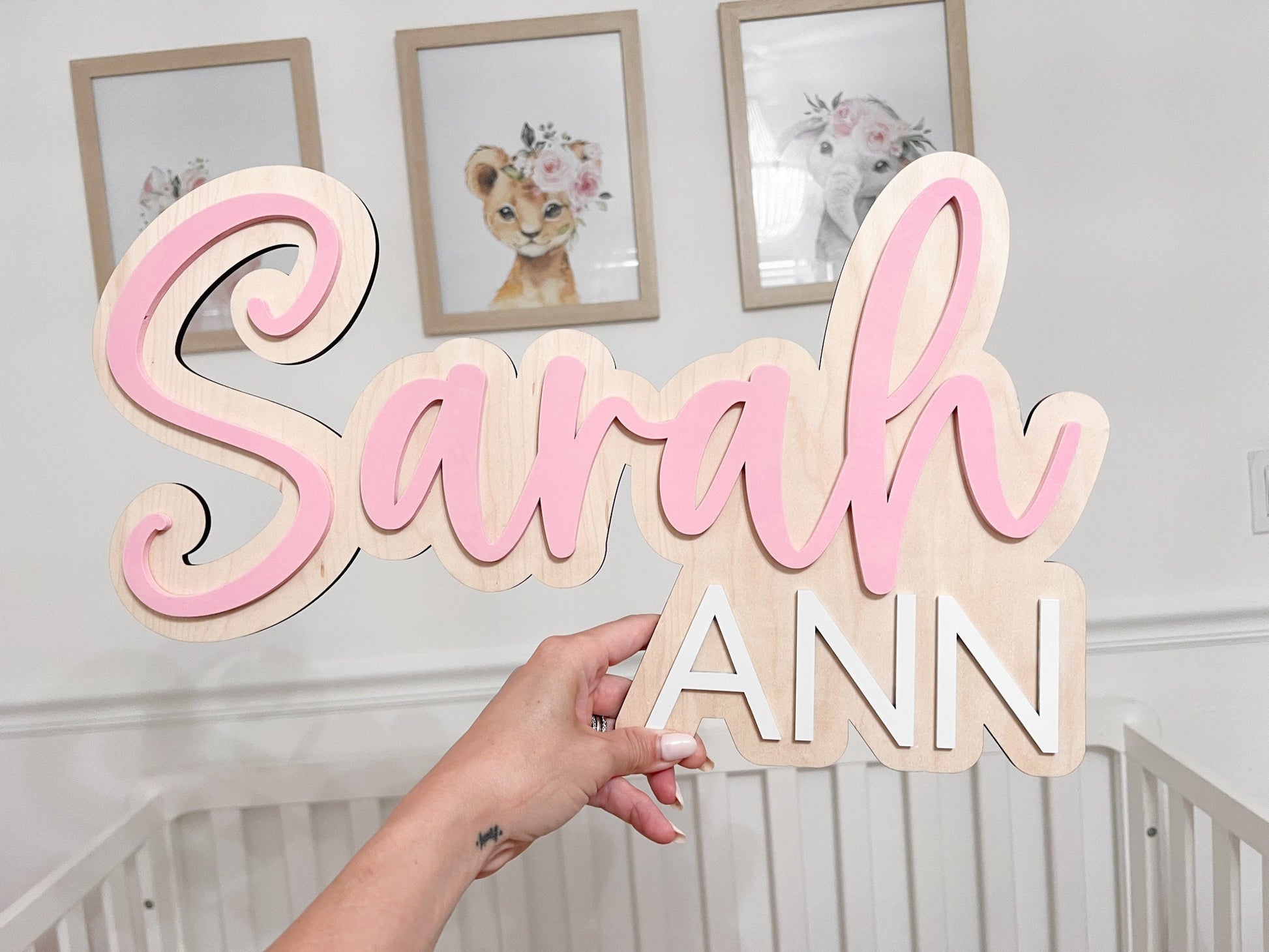 Nursery Name Sign, Large Wood Baby Name Sign, Above Crib Name Sign, Girl Name Sign, Layered Baby Name Sign, Boy Name Sign