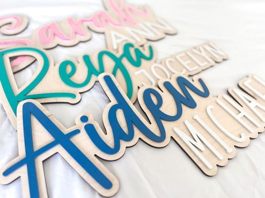Name Sign for Nursery, Large Wood Baby Name Sign, Above Crib Name Sign, Girl Name Sign, Layered Baby Name Sign, Boy Name Sign