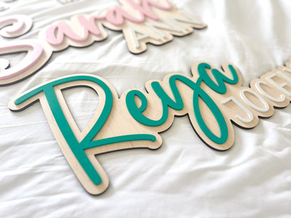 Name Sign for Nursery, Large Wood Baby Name Sign, Above Crib Name Sign, Girl Name Sign, Layered Baby Name Sign, Boy Name Sign