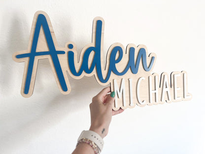 Name Sign for Nursery, Large Wood Baby Name Sign, Above Crib Name Sign, Girl Name Sign, Layered Baby Name Sign, Boy Name Sign
