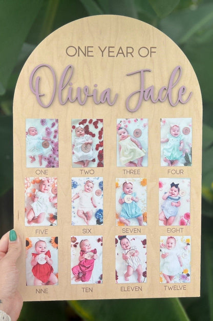 My First Year Board, One Year Photo Board, My First Year Photo Display, 12 month picture sign, Baby's first year sign, 1st Birthday Decor