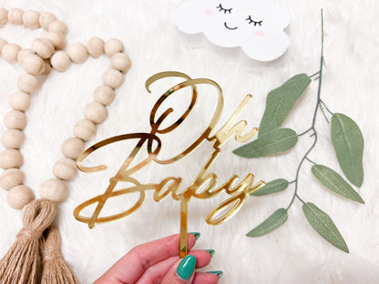 Oh Baby Cake Topper, Gender Reveal Acrylic Cake Topper, Baby Shower Cake Topper, Neutral Baby Shower Decor, Boy or Girl